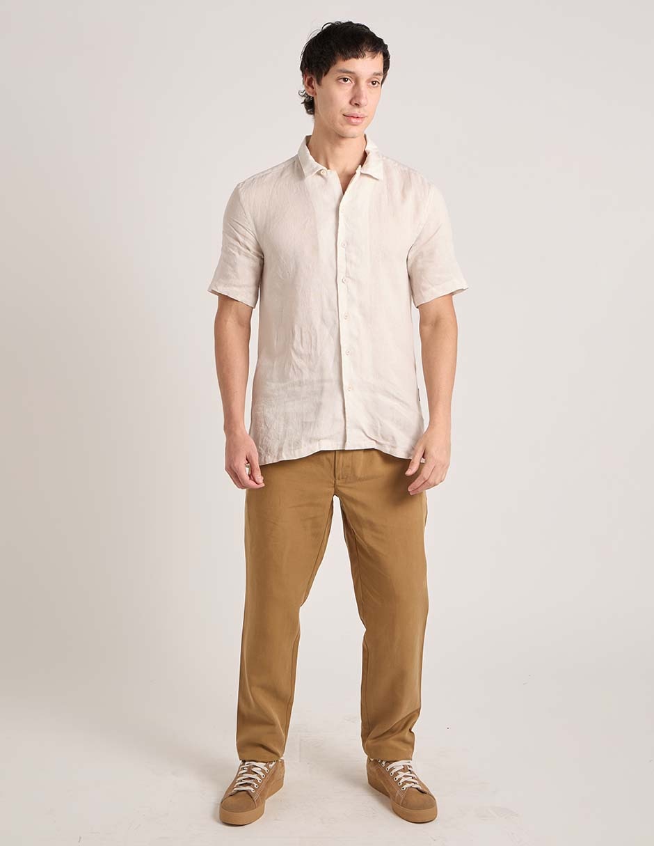 Camisa de lino manga corta para hombre 3