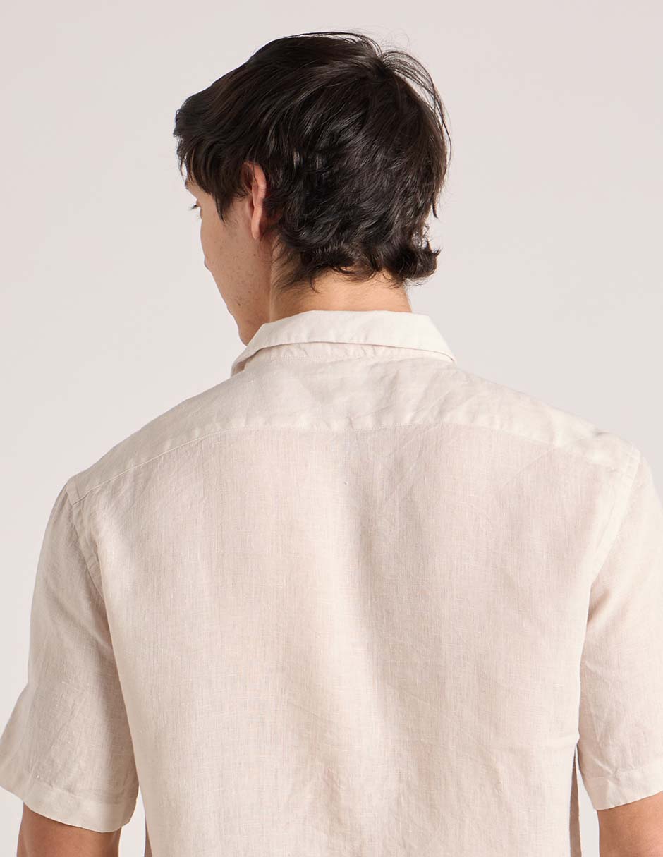 Camisa de lino manga corta para hombre 5