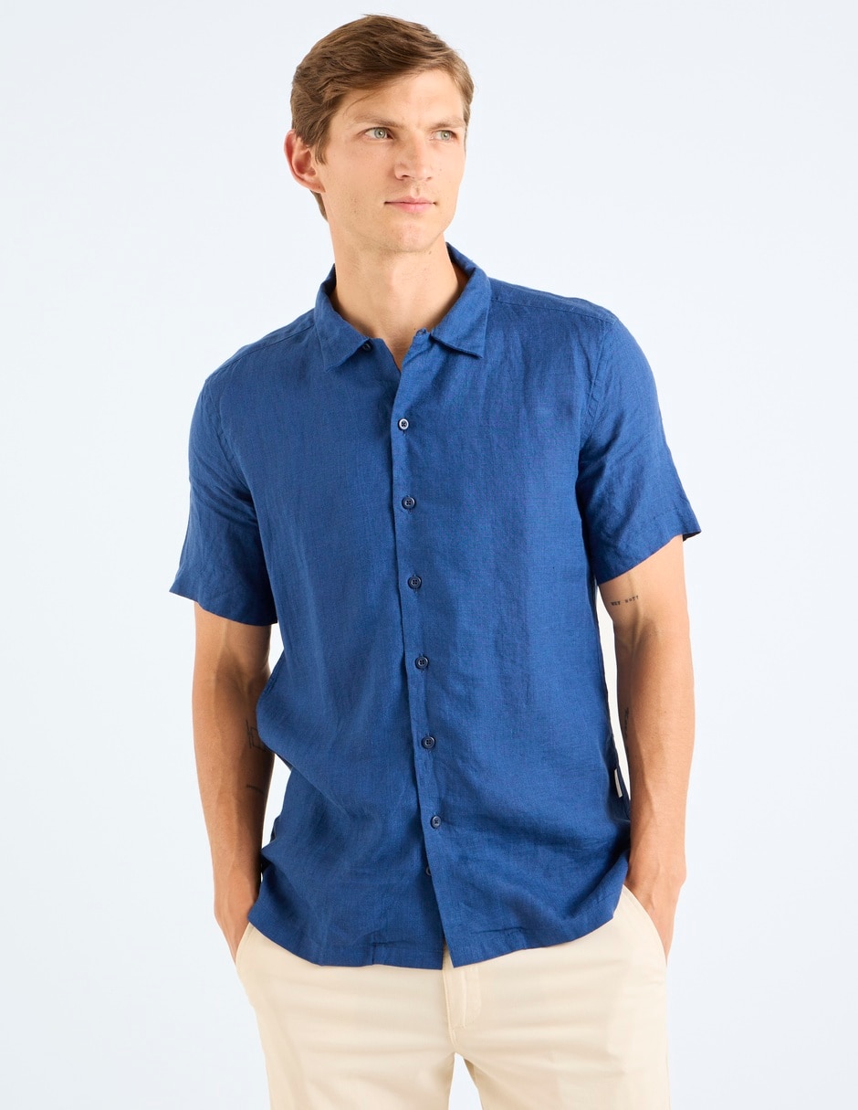 Imagen de producto Camisa Scappino de lino manga corta para hombre