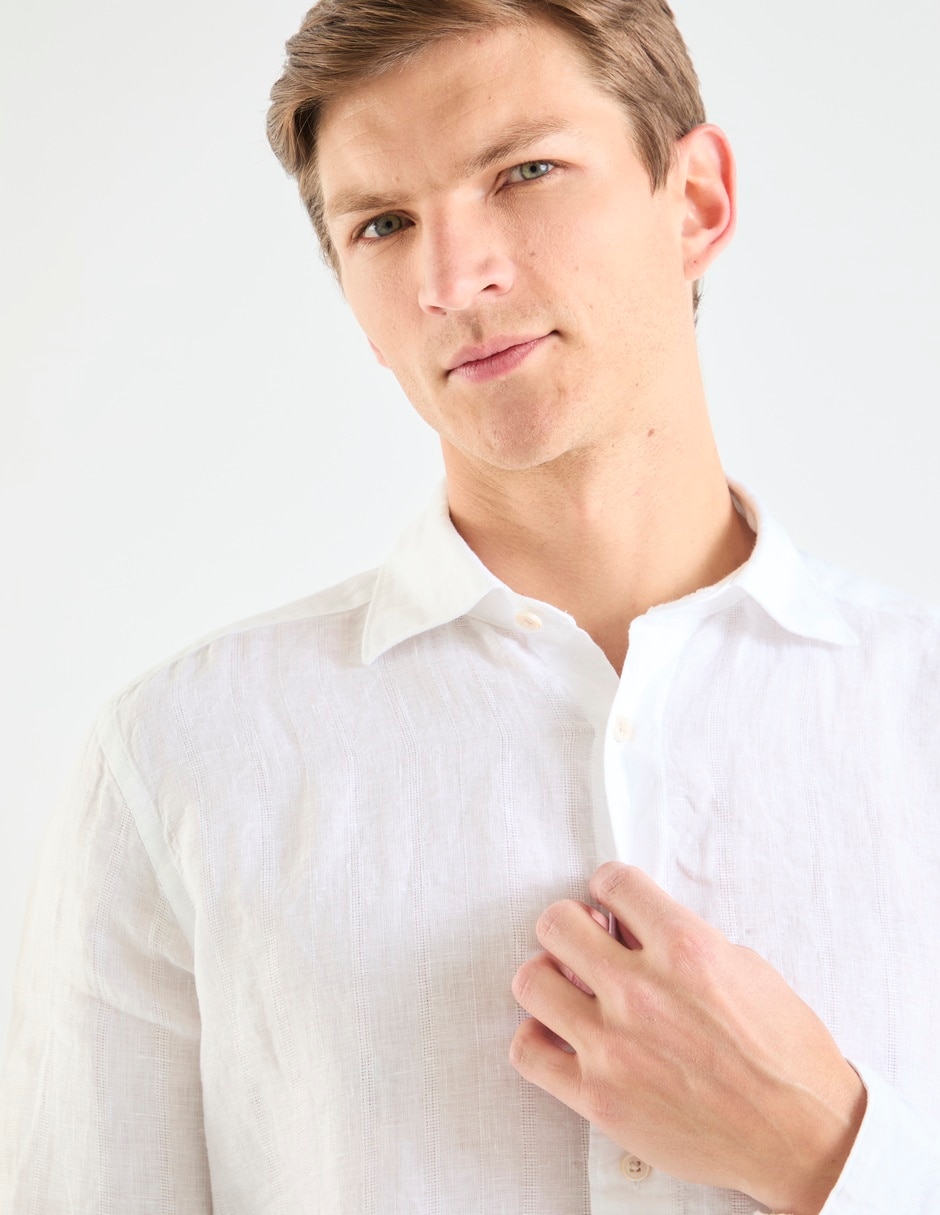 Camisa casual Scappino de lino mang larga para hombre