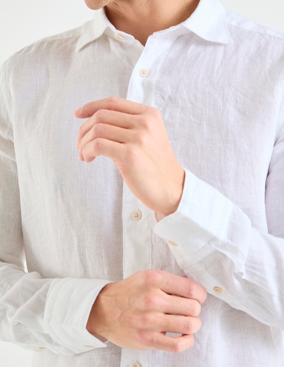 Camisa casual Scappino de lino mang larga para hombre