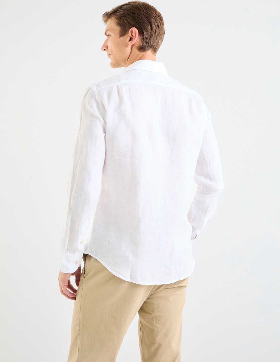 Camisa casual Scappino de lino mang larga para hombre