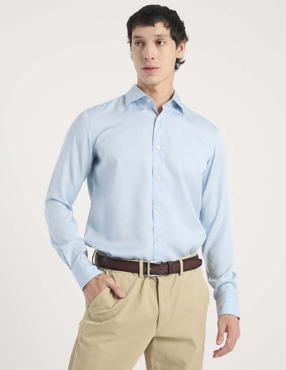 Camisa casual de algodón manga larga para hombre