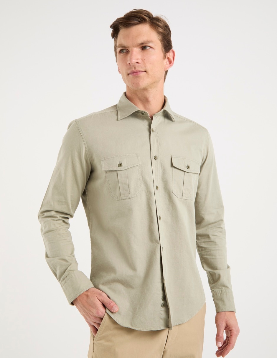 Camisa casual de algodón manga larga para hombre 9