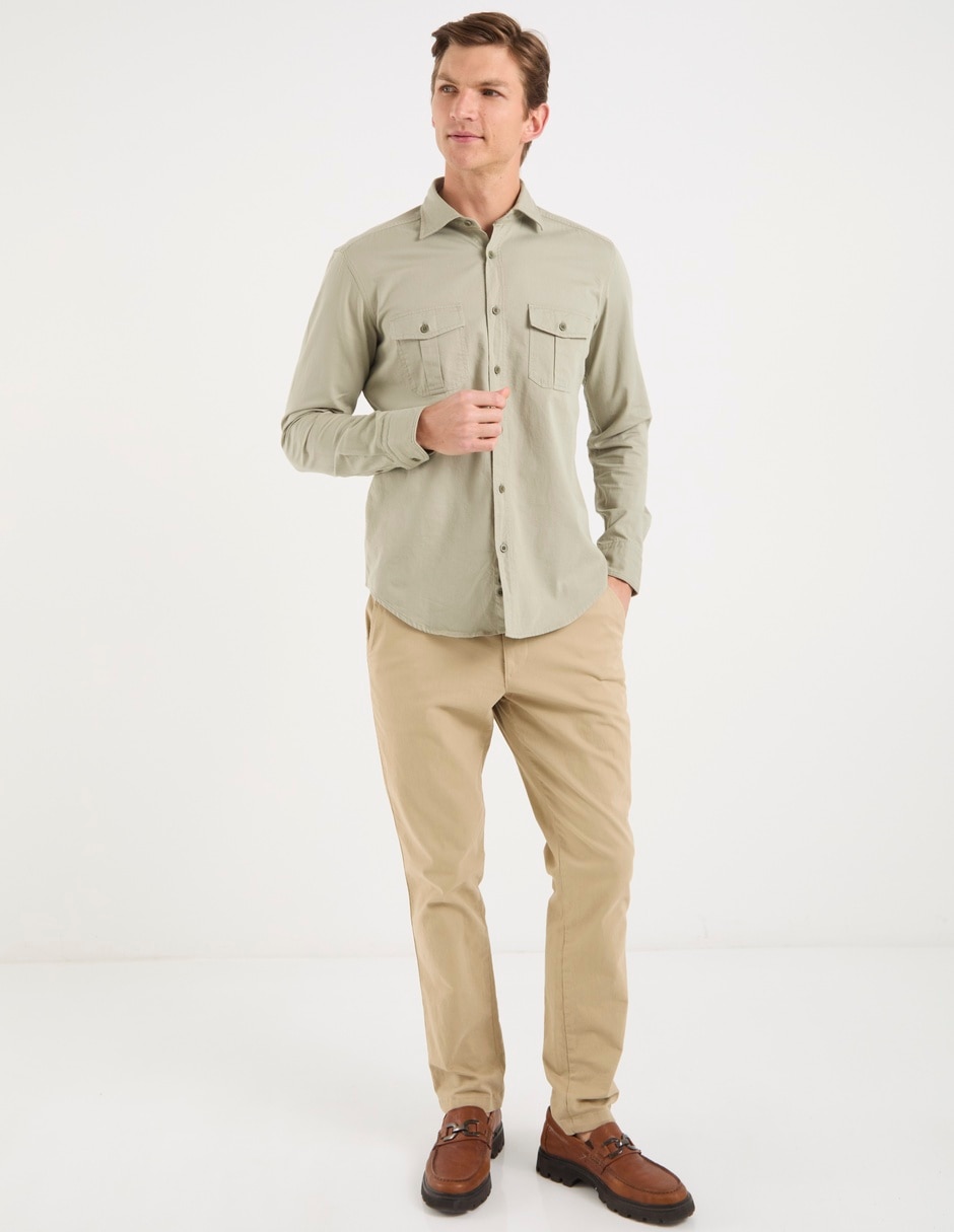 Camisa casual de algodón manga larga para hombre 7