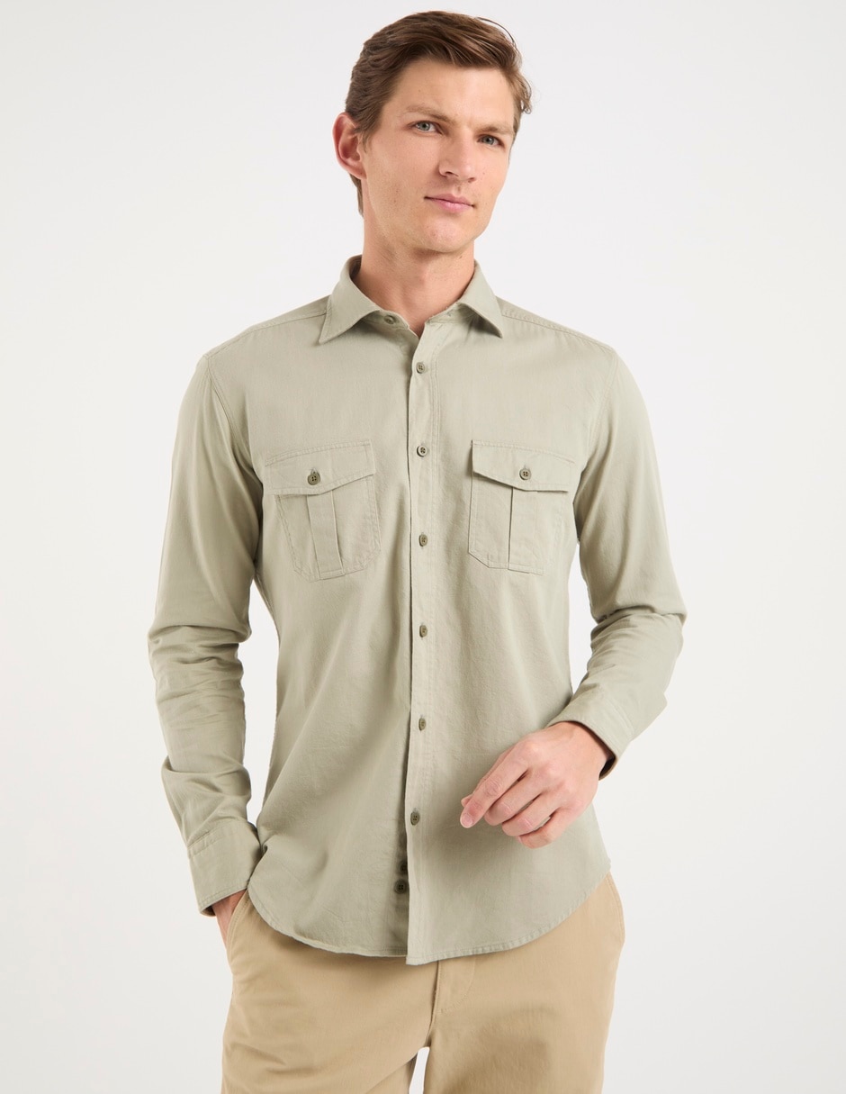 Camisa casual scappide algodón manga larga para hombre