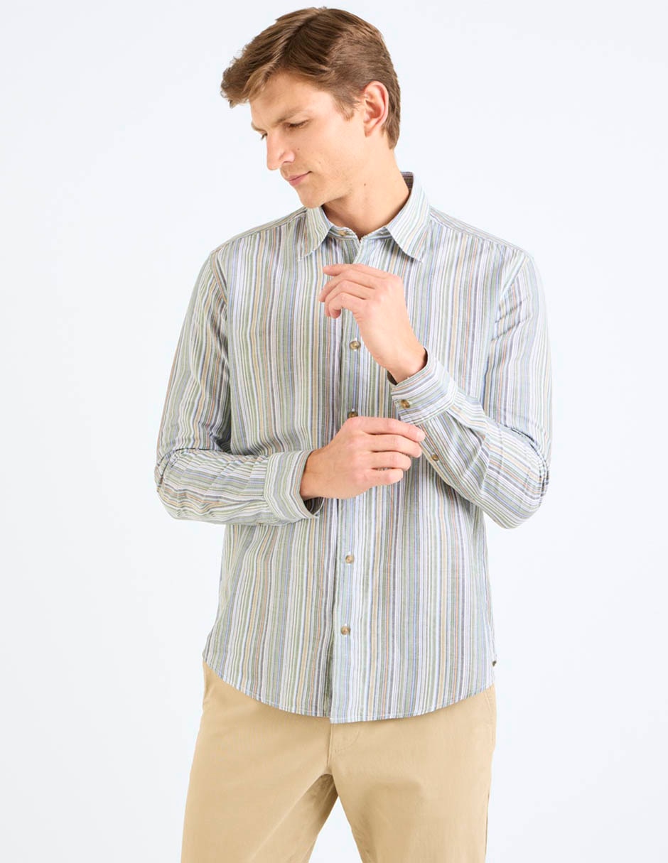 Camisa casual scapinno manga larga para hombre