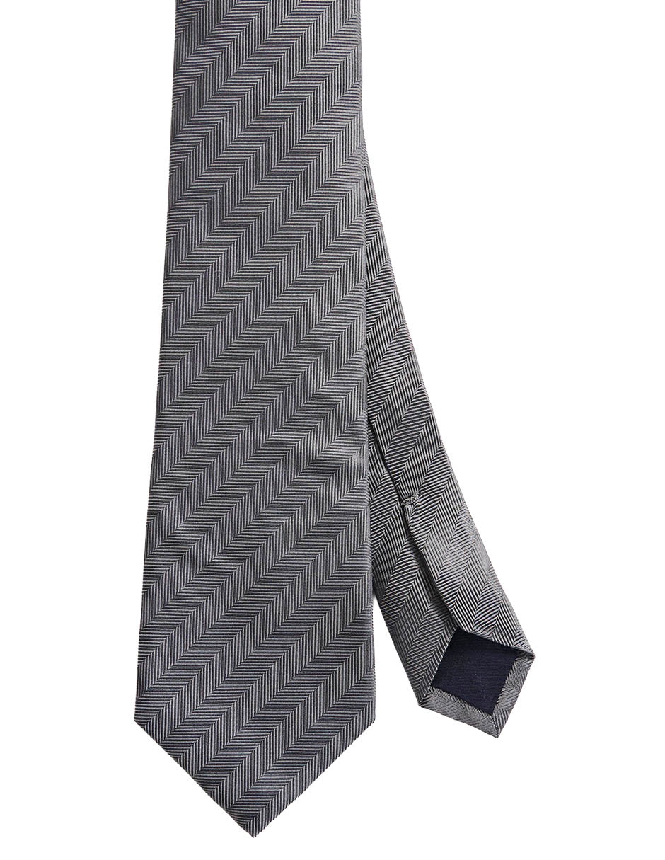 Corbata regular de seda estampado a rayas para hombre 1
