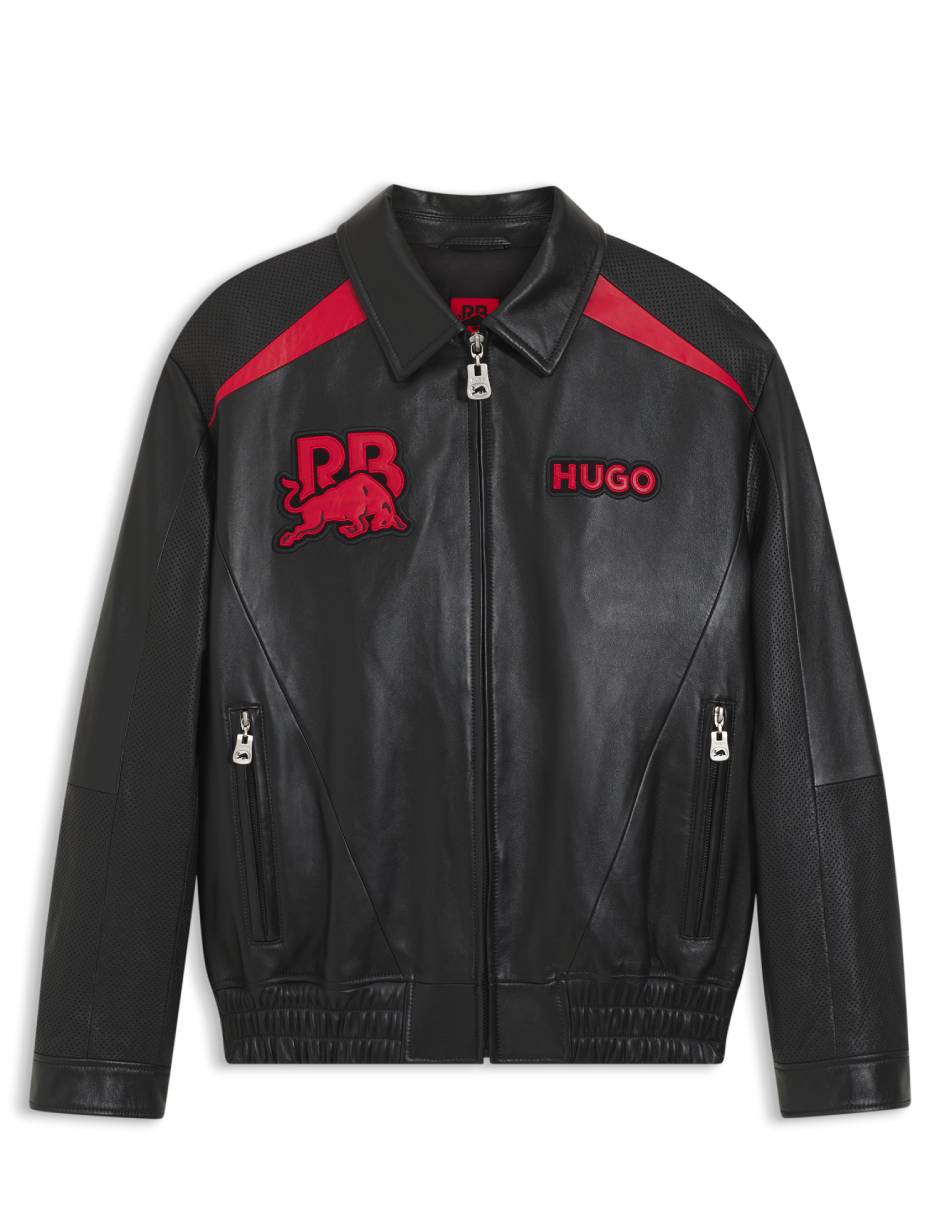 Chamarra bomber impermeable de piel con bolsillos para hombre 2