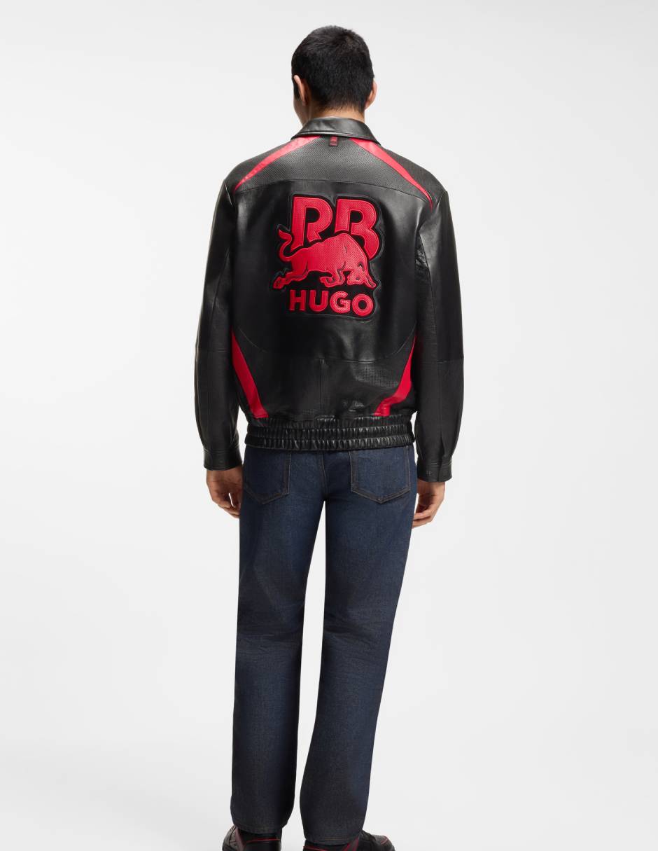 Chamarra bomber impermeable de piel con bolsillos para hombre 6