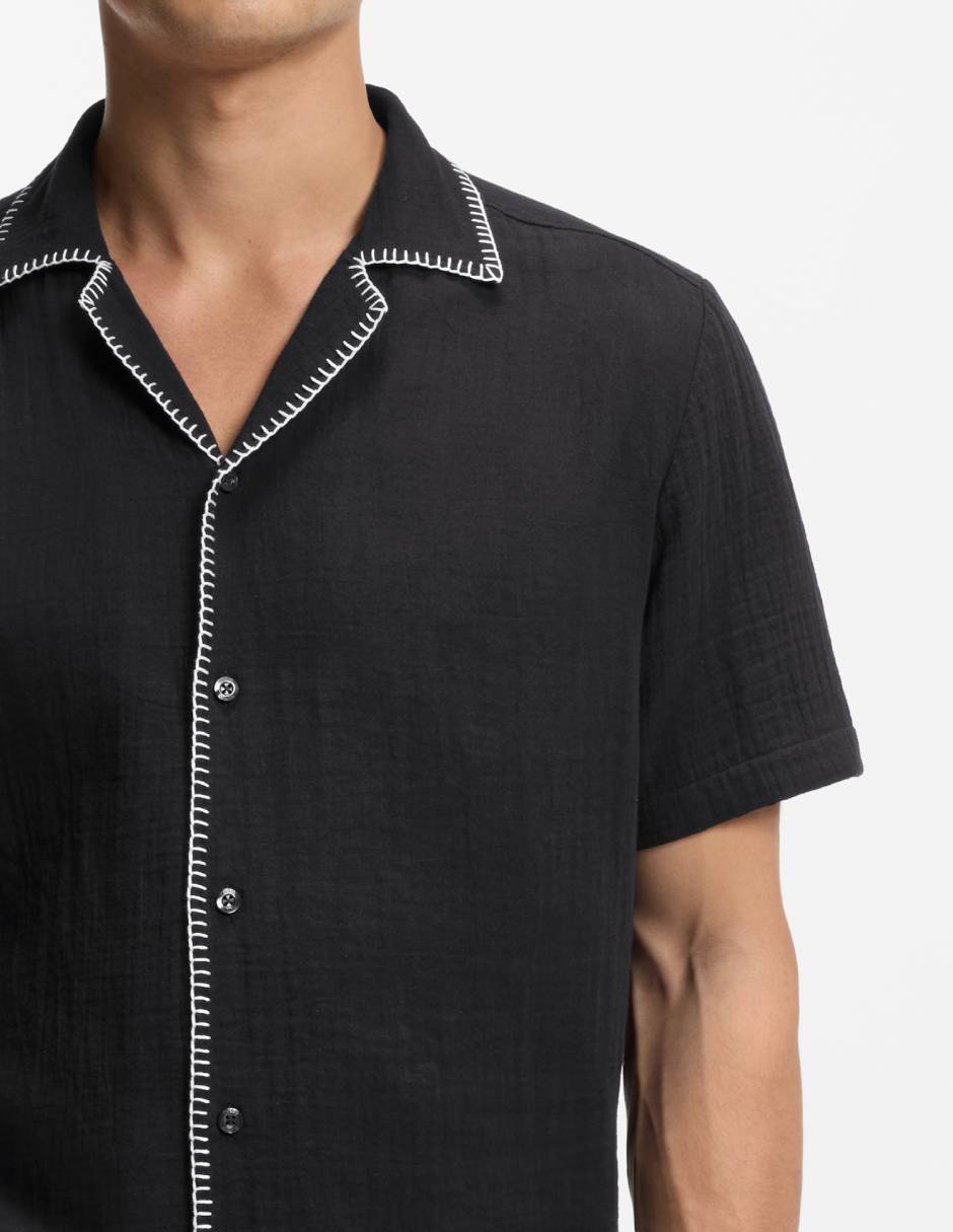 Camisa casual de algodón manga corta para hombre 3
