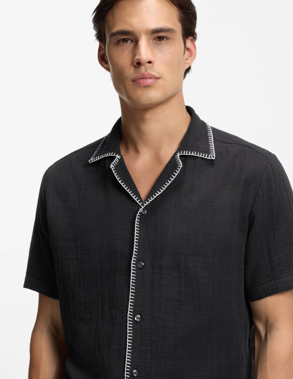 Camisa casual de algodón manga corta para hombre 5