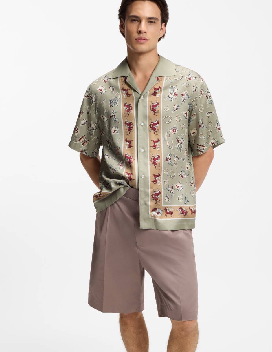 Camisa casual de lyocell manga corta para hombre Camisa casual de lyocell manga corta para hombre