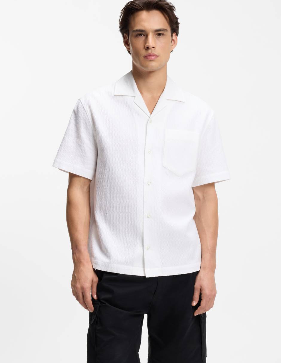 Camisa casual de algodón manga corta para hombre