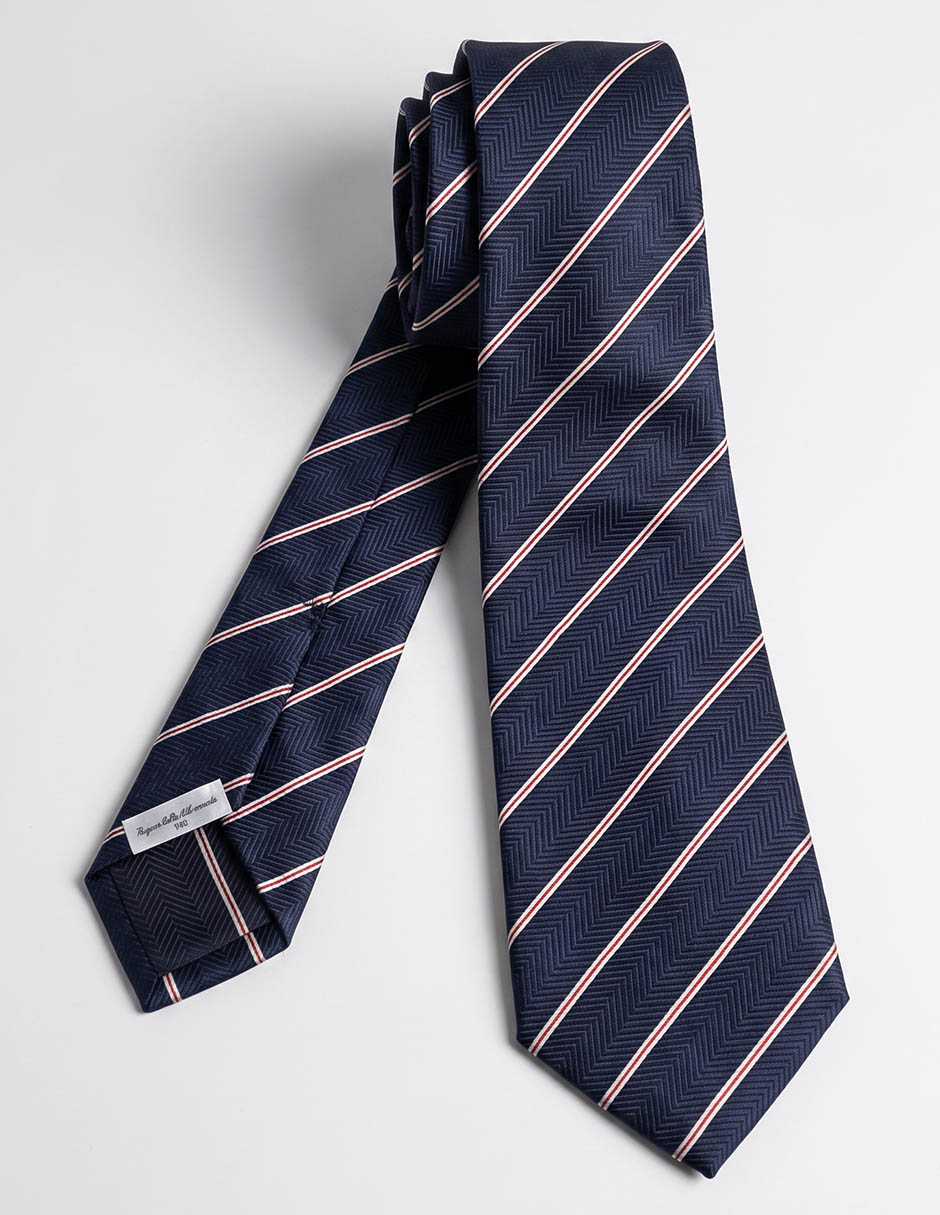Corbata regular de seda estampado a rayas para hombre