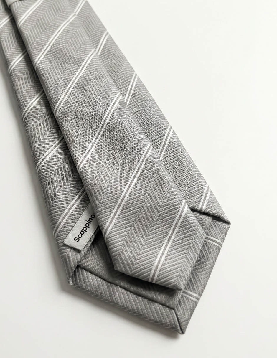 Corbata scappino regular de seda estampado a rayas para hombre