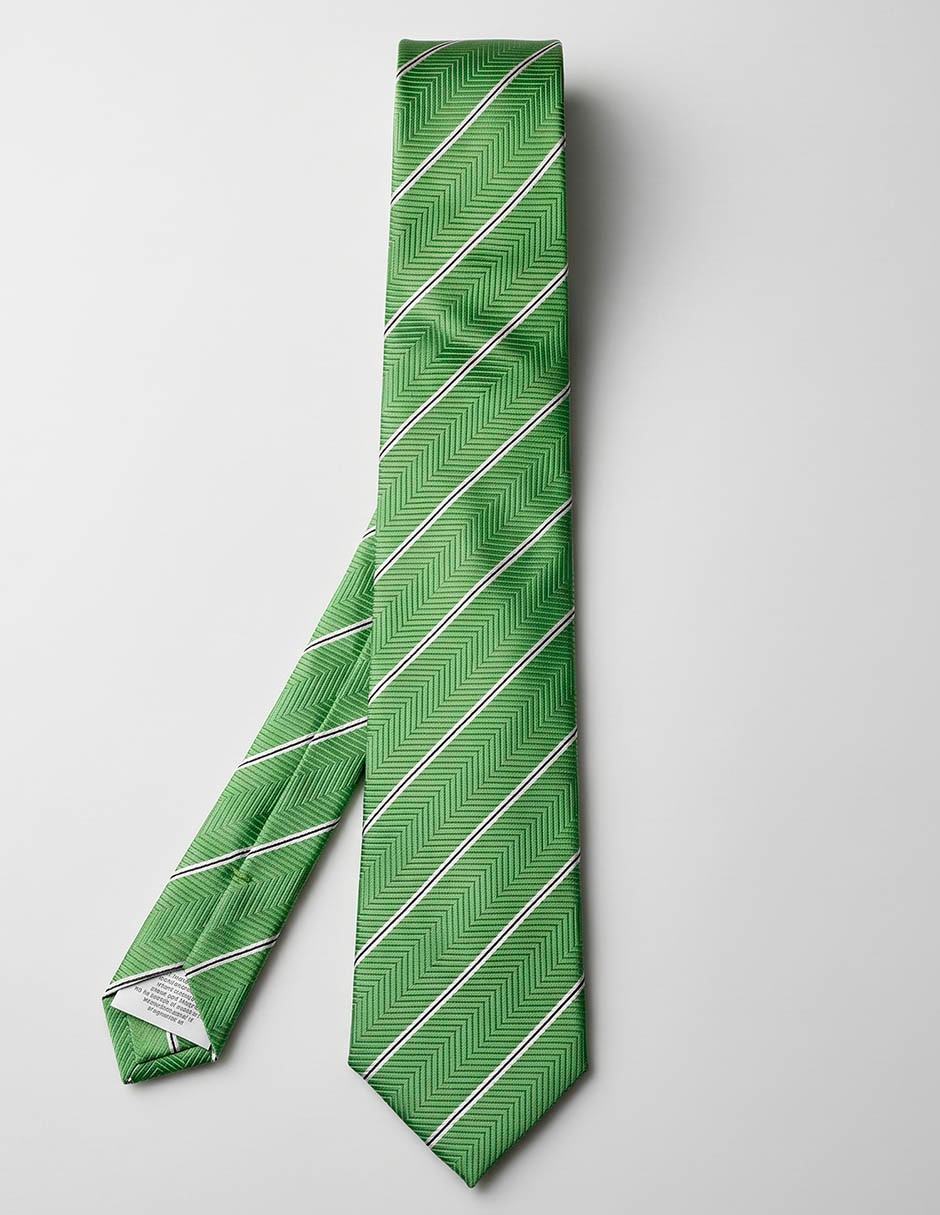 Corbata regular de seda estampado a rayas para hombre 1