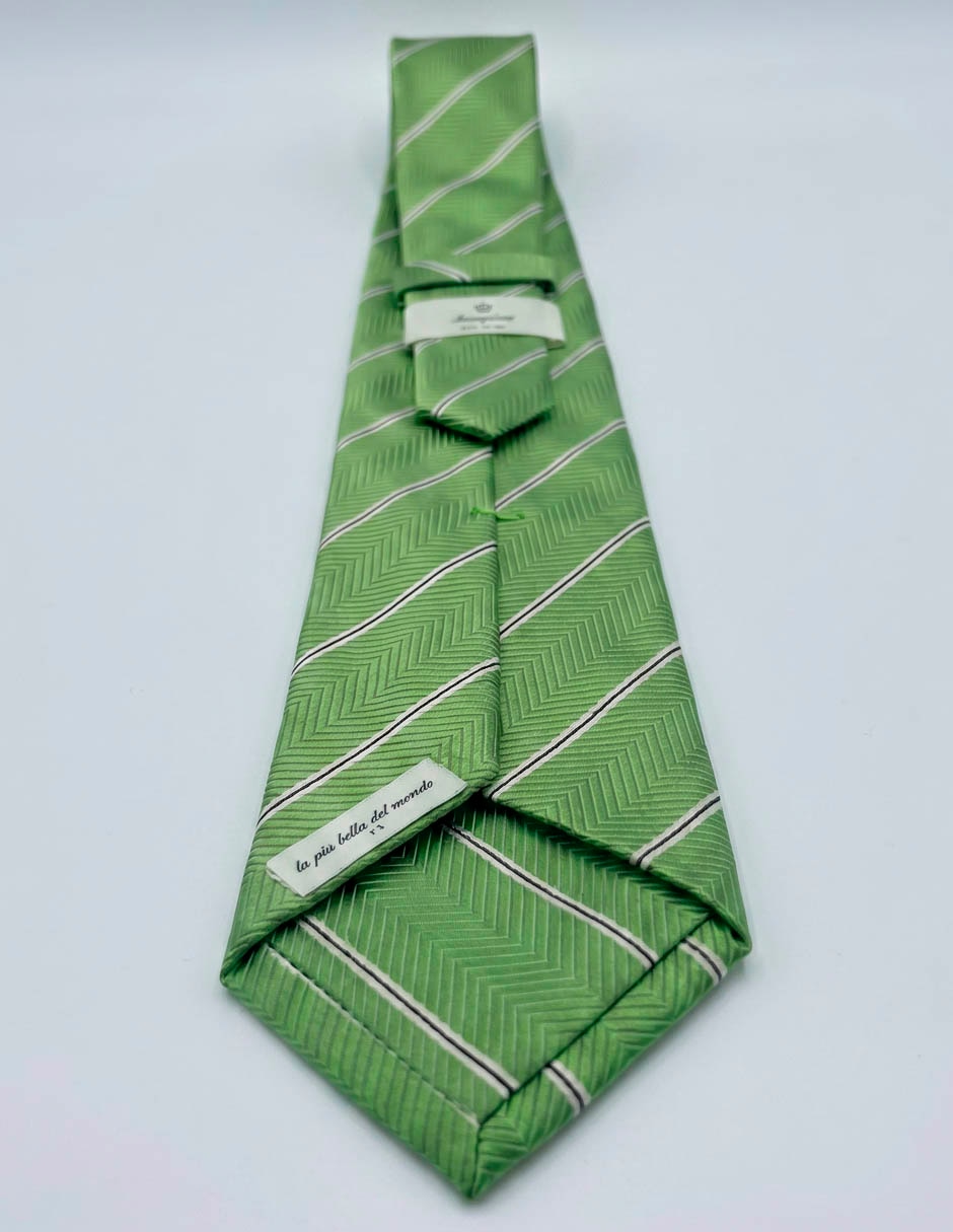 Corbata regular de seda estampado a rayas para hombre 2