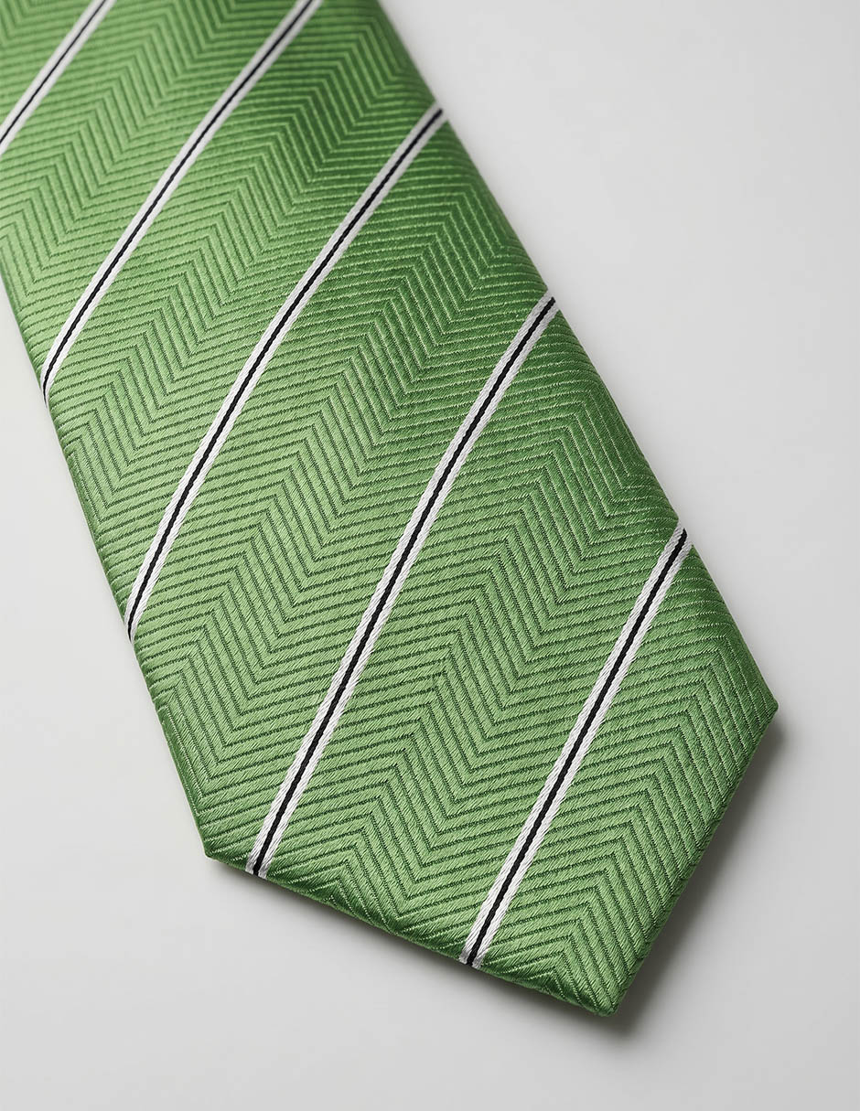 Corbata regular de seda estampado a rayas para hombre 3