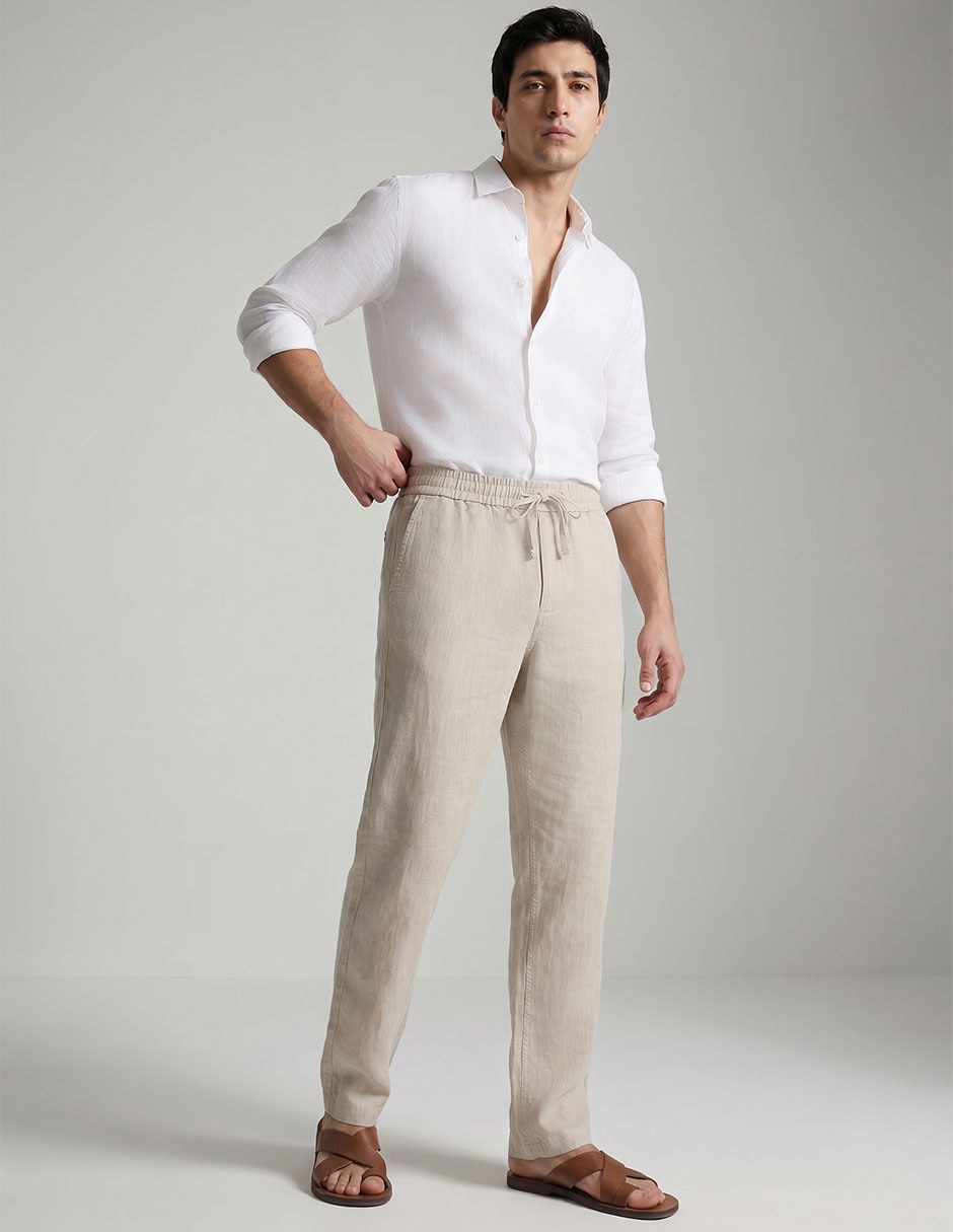 Pantalón business casual straight de algodón para hombre 4