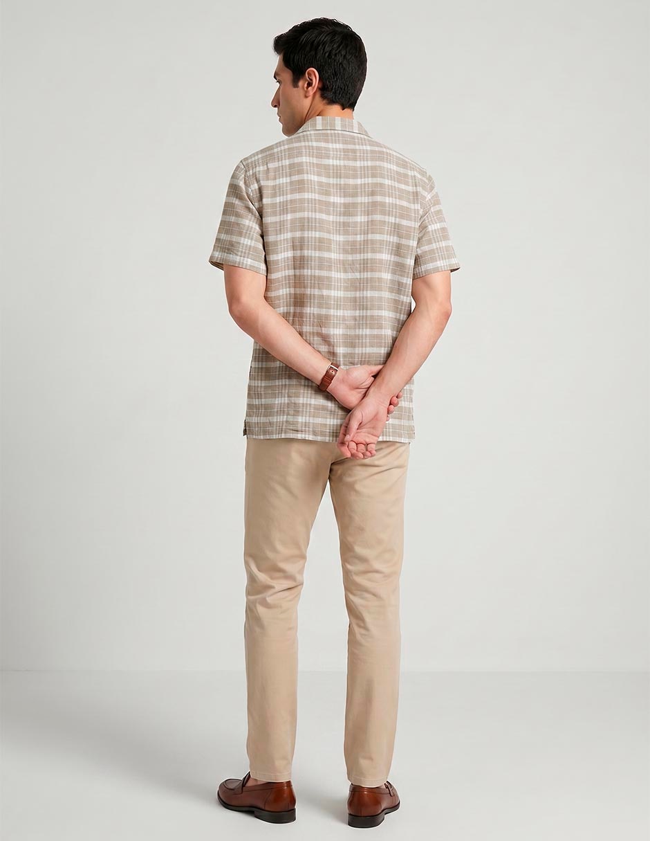 Camisa casual scappide lino manga corta para hombre
