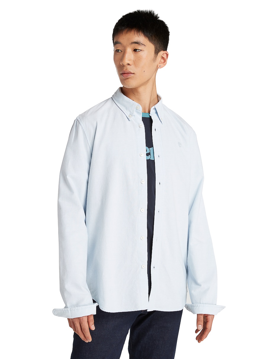 Camisa casual de algodón manga larga para hombre