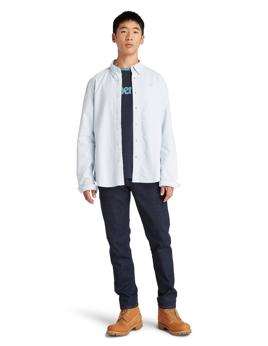 Camisa casual de algodón manga larga para hombre