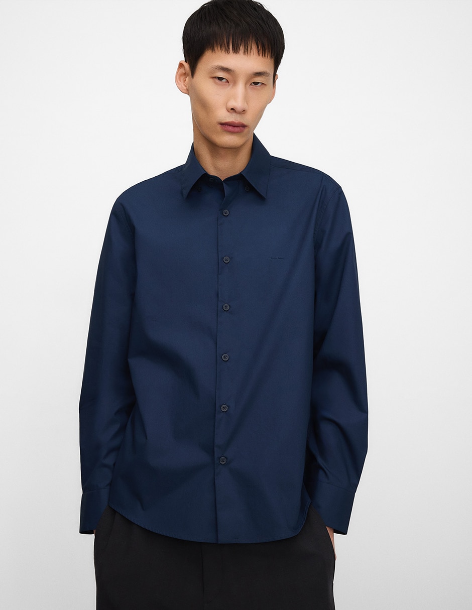 Camisa casual de algodón manga larga para hombre 1