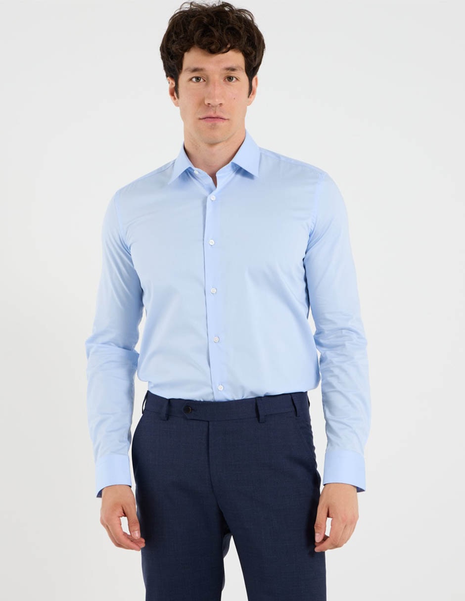 Camisa de vestir de algodón manga larga para hombre