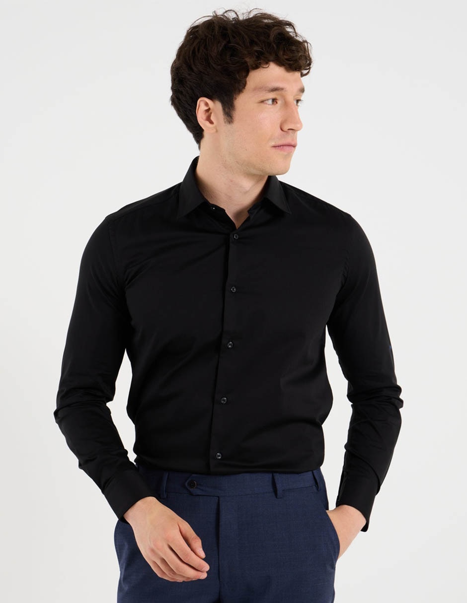 Camisa de vestir de algodón manga larga para hombre
