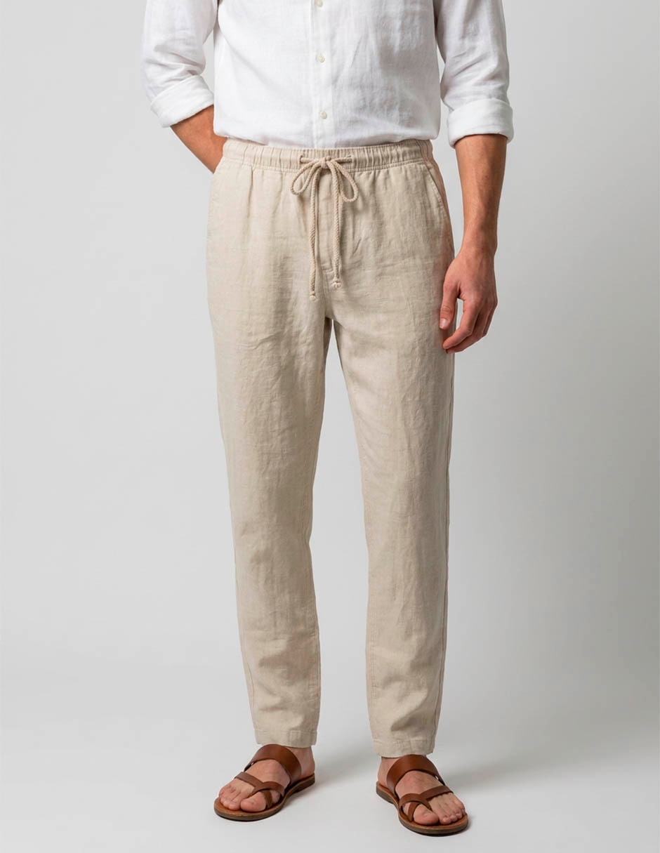 Pantalón playa recto de lino para hombre Pantalón playa recto de lino para hombre