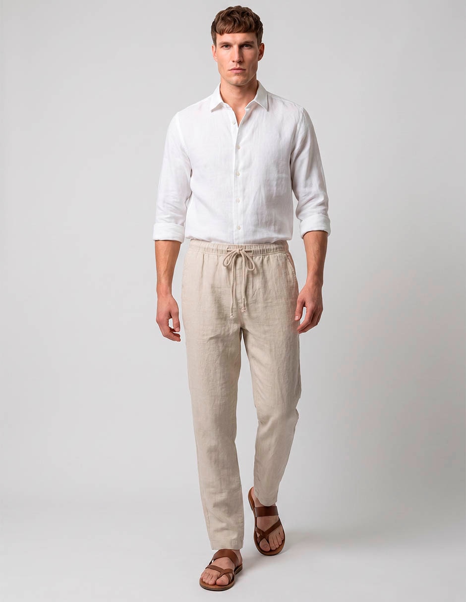 Pantalón playa recto de lino para hombre 3