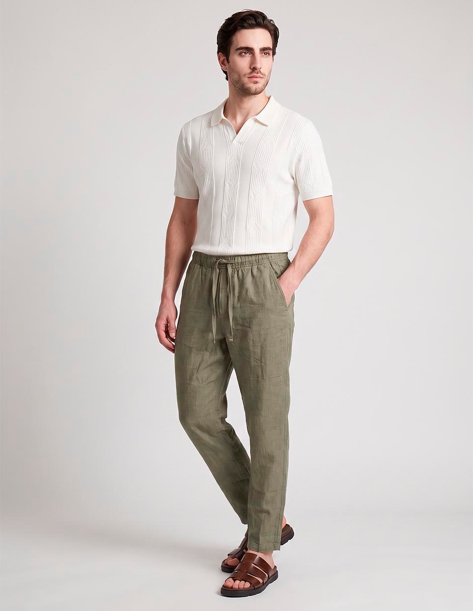 Pantalón playa recto de lino para hombre