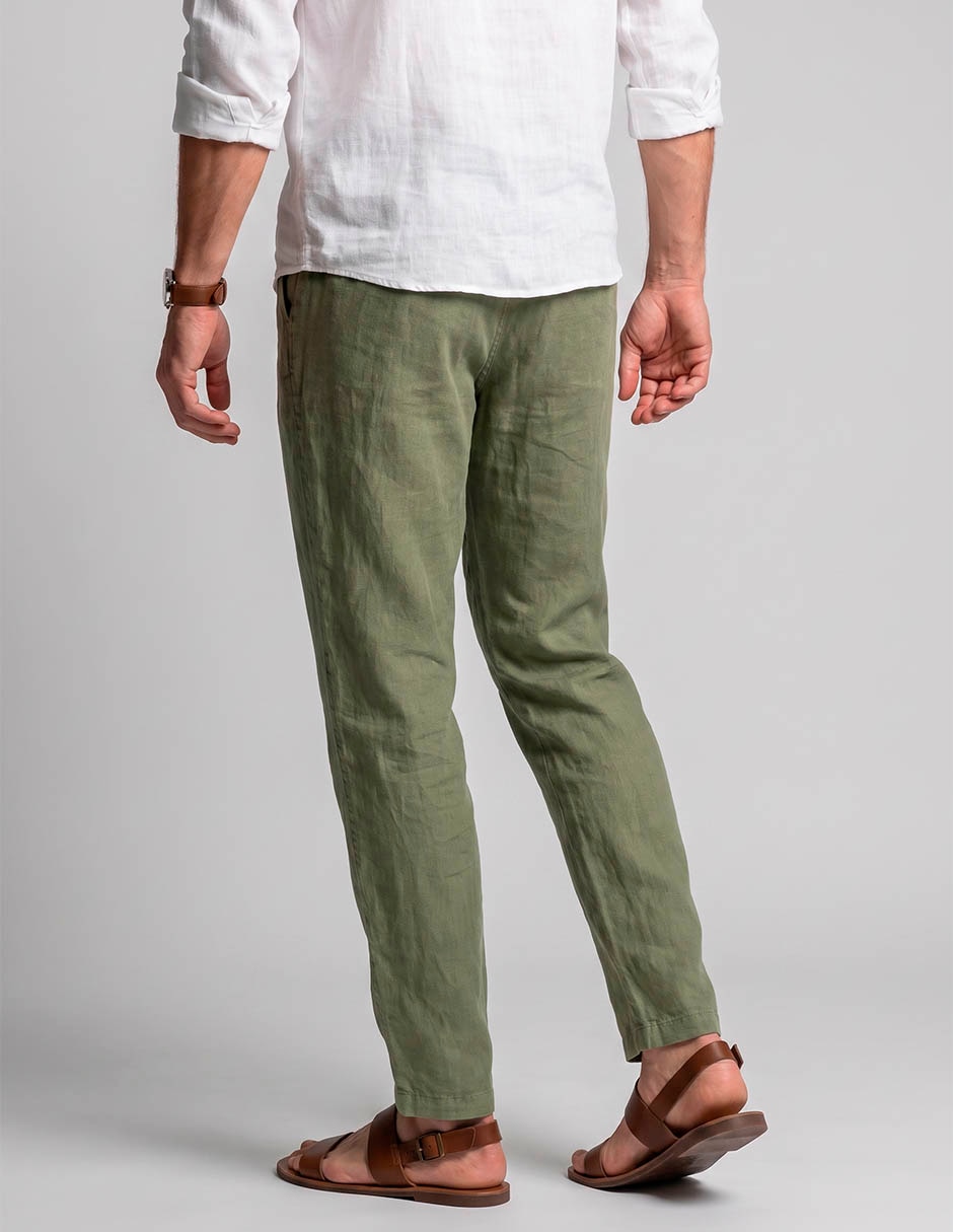 Pantalón playa recto de lino para hombre 2