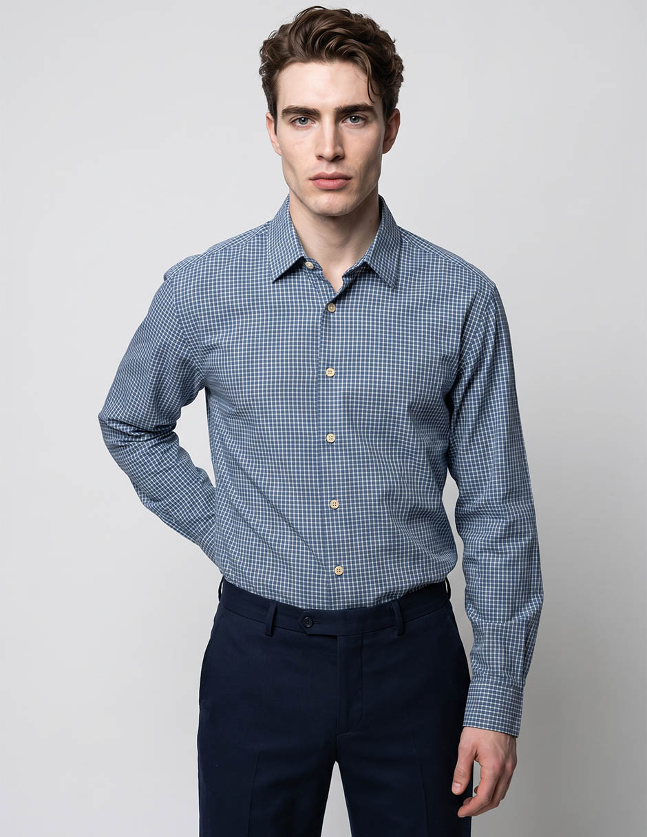 Camisa casual de algodón manga larga para hombre