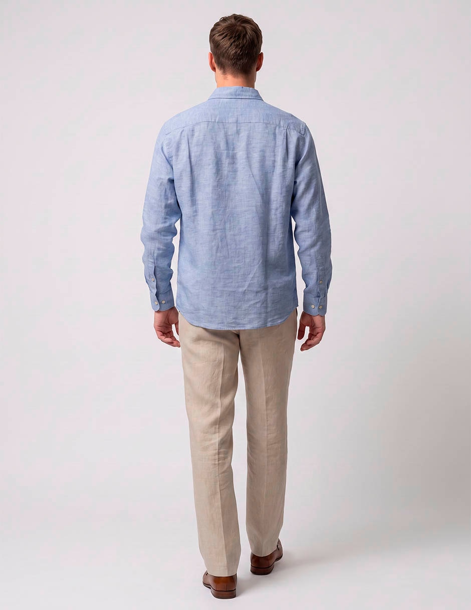 Camisa casual de lino manga larga para hombre 2
