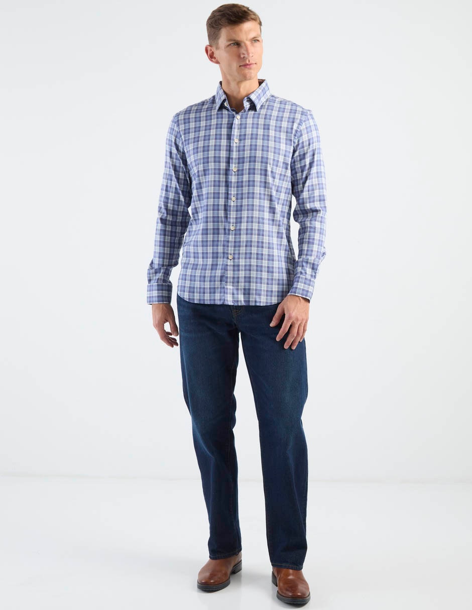 Camisa casual Faherty de algodón manga larga para hombre