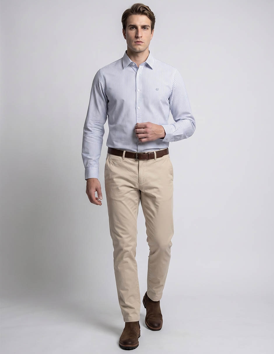 Camisa casual de algodón manga larga para hombre