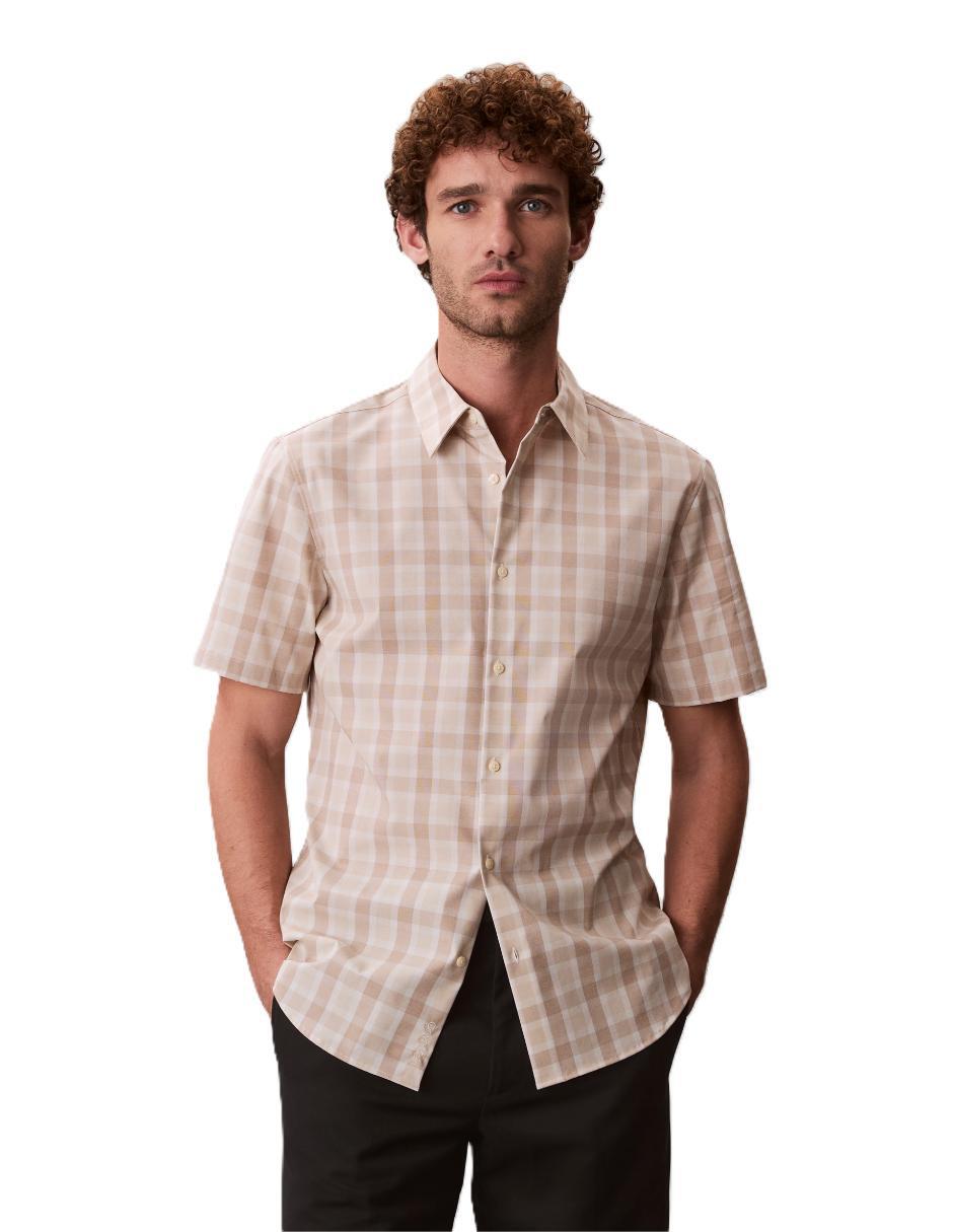 Camisa casual de algodón manga corta para hombre
