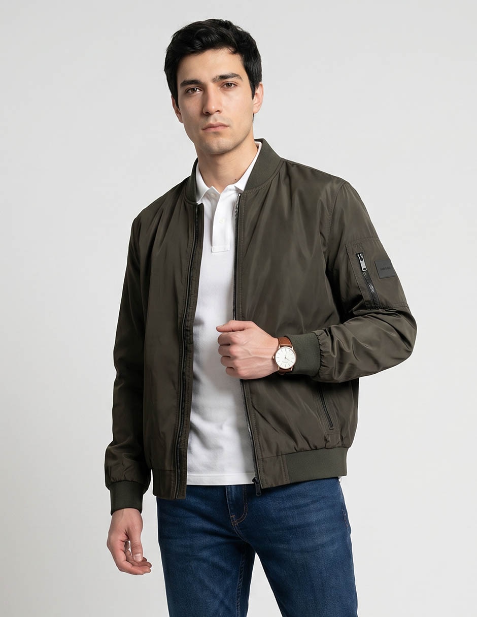 Chamarra Bomber Con Bolsillos Para Hombre Chamarra Bomber Con Bolsillos Para Hombre