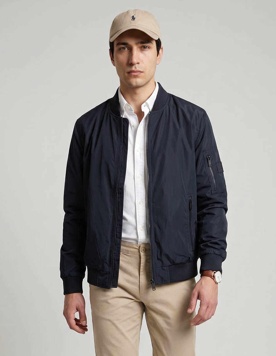 Chamarra Bomber Bolsa Con Cierre Para Hombre