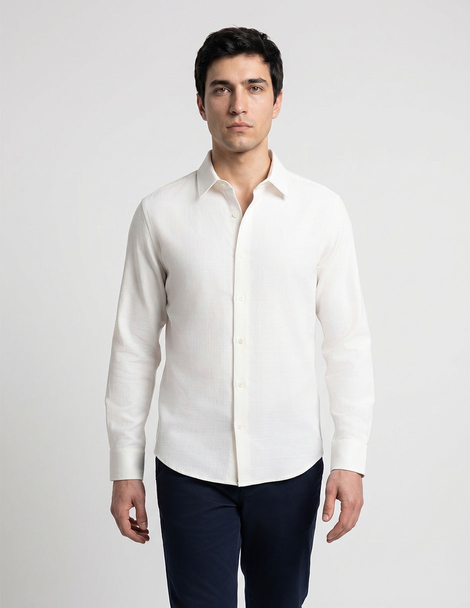 Camisa casual de algodón manga larga para hombre Camisa casual de algodón manga larga para hombre