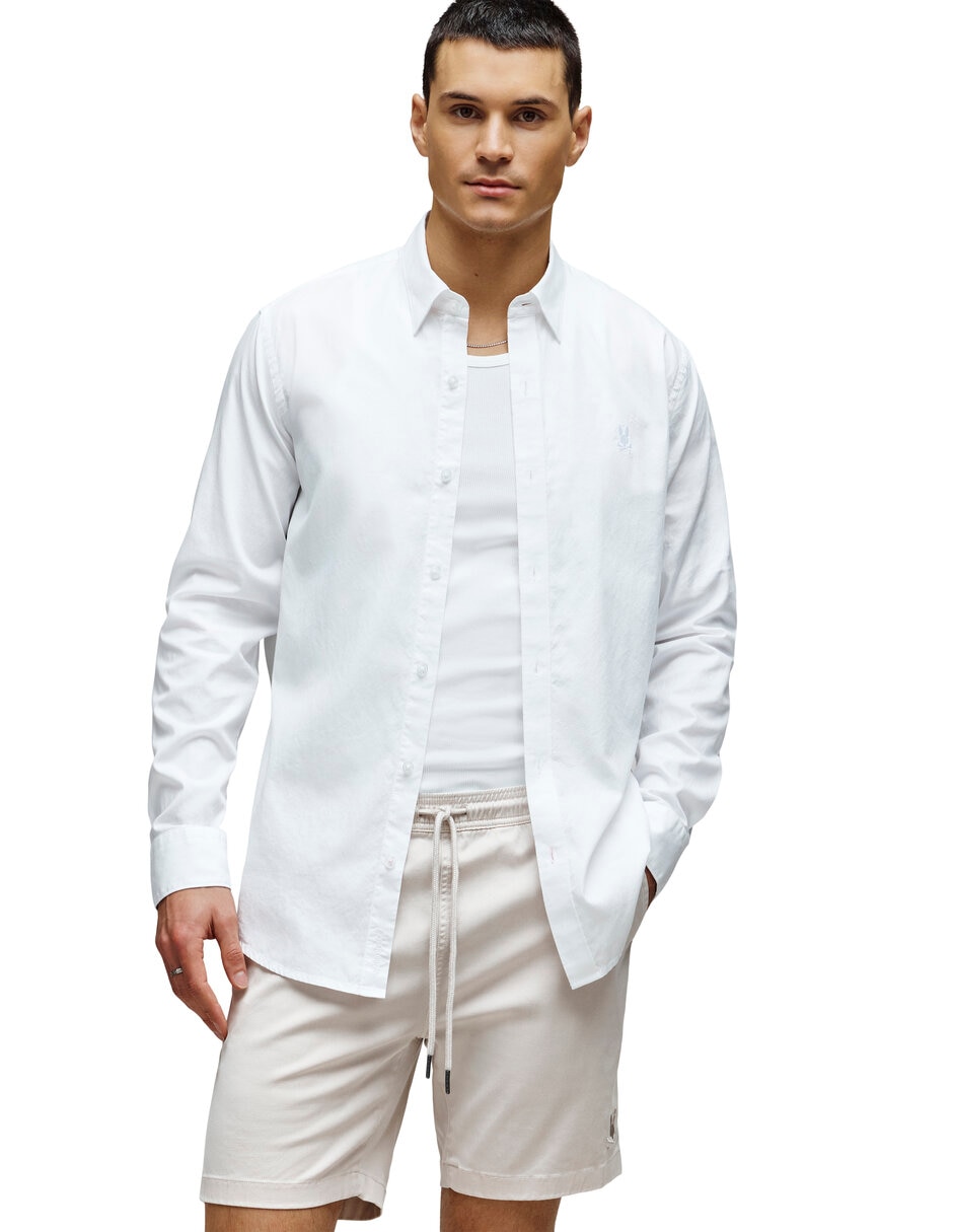 Camisa casual de algodón manga larga para hombre