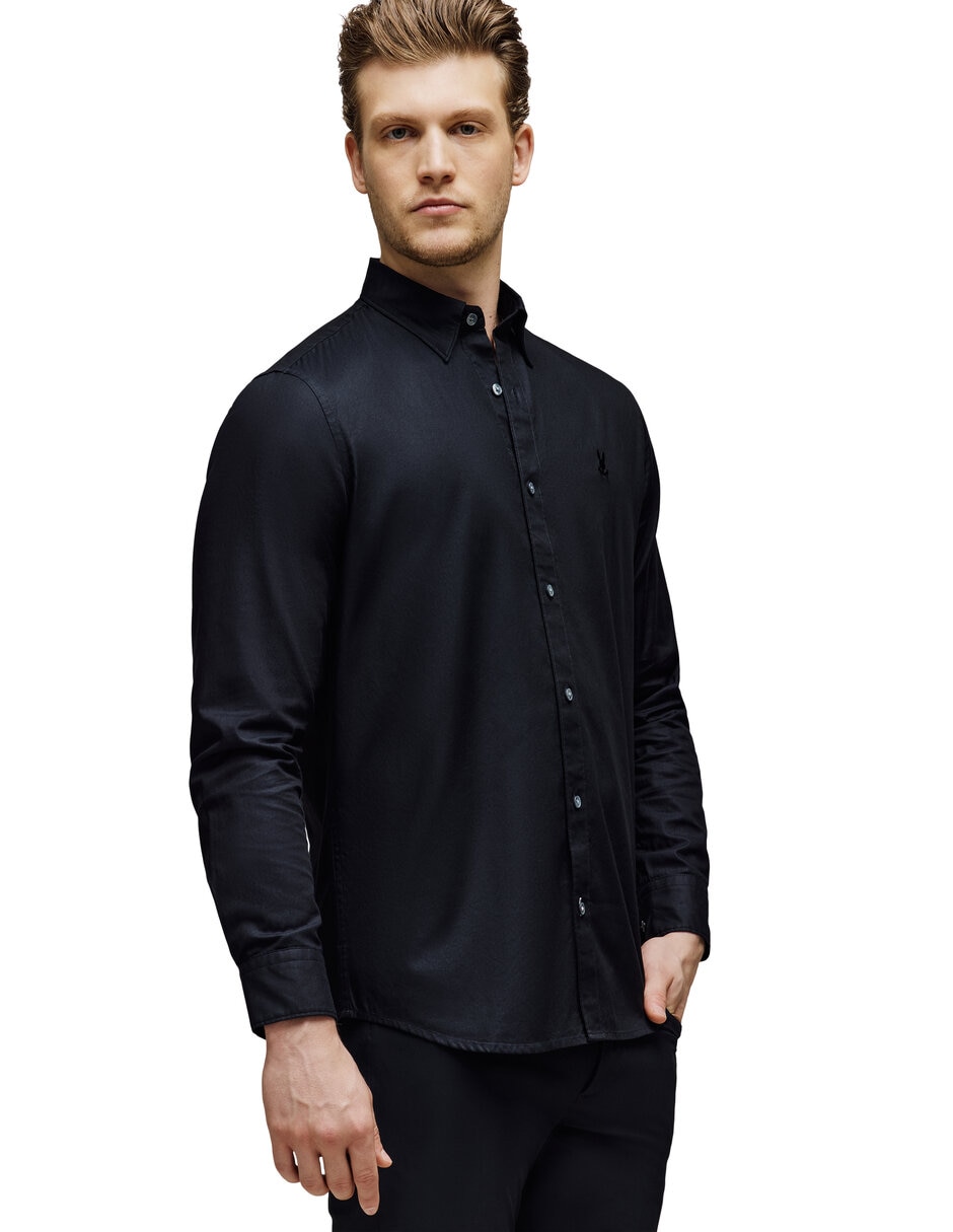 Camisa casual de algodón manga larga para hombre