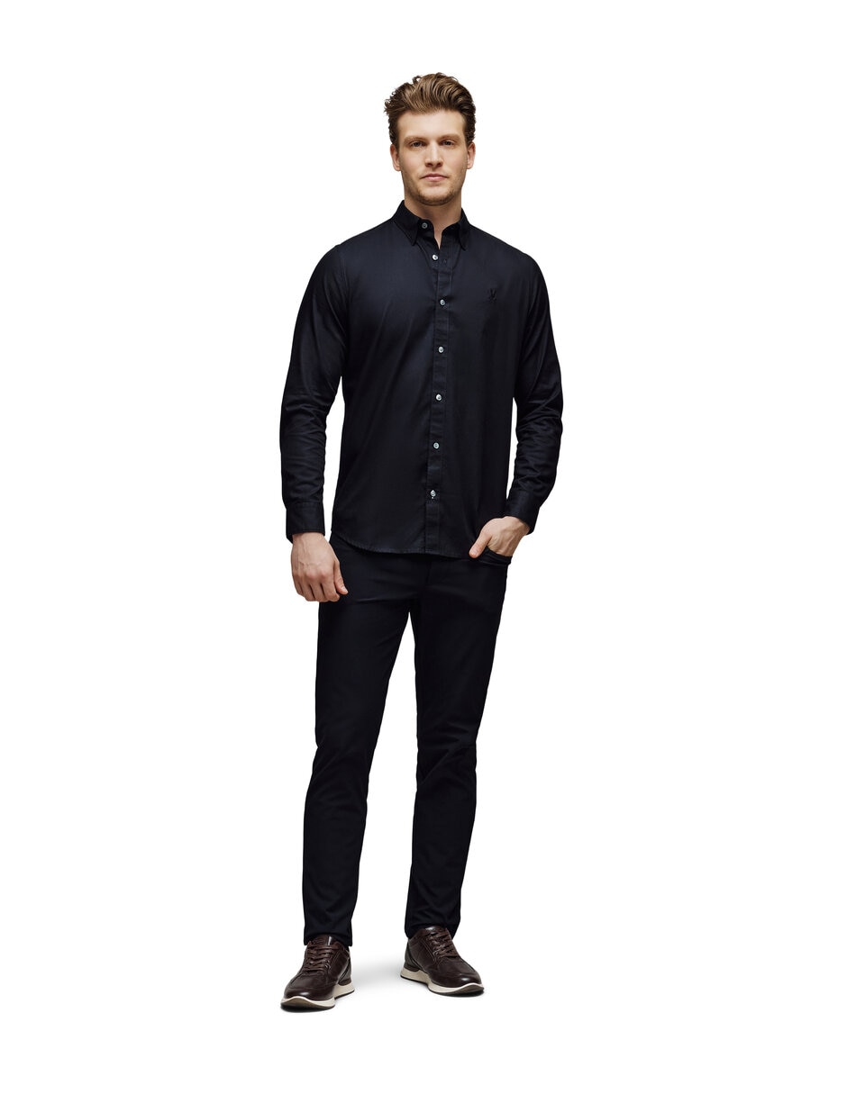 Camisa casual de algodón manga larga para hombre