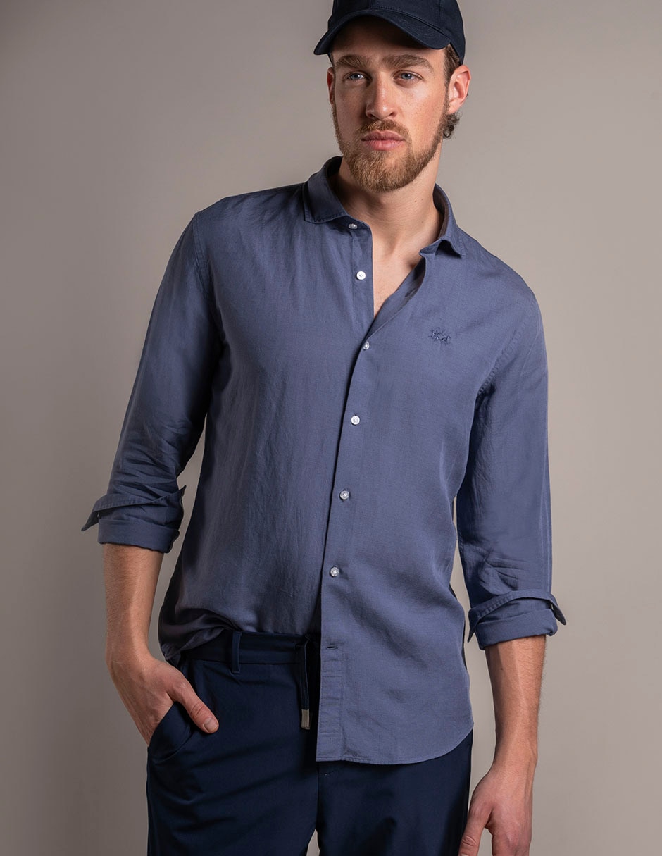 Camisa casual de algodón manga larga para hombre Camisa casual de algodón manga larga para hombre