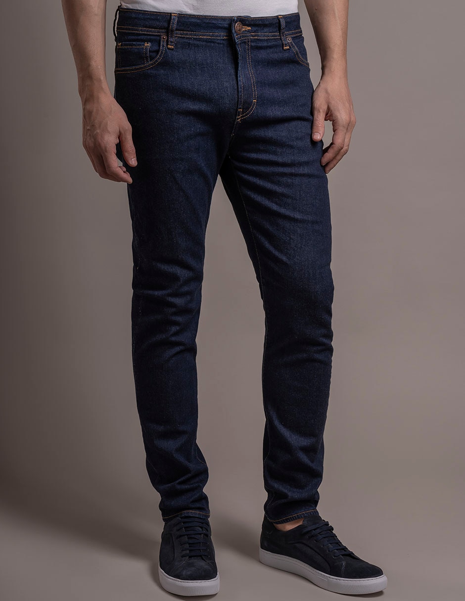 Jeans slim lavado obscuro para hombre