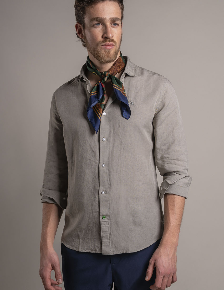 Camisa casual de algodón manga larga para hombre 1