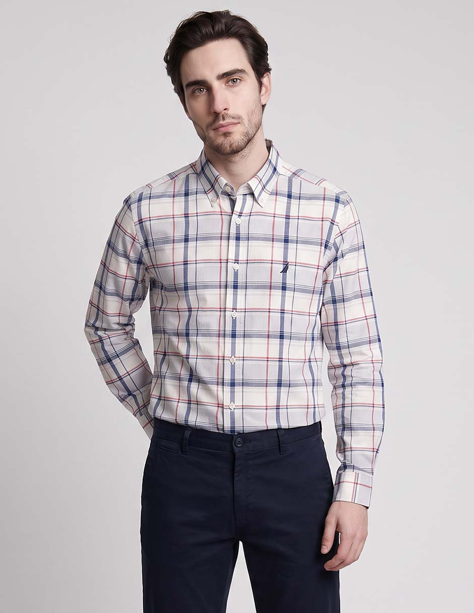 Camisa casual de algodón manga larga para hombre