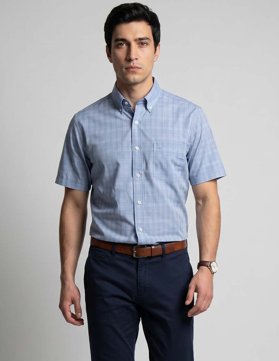 Camisa casual nautica de algodón manga corta para hombre